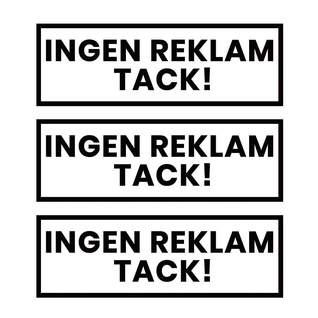 3-pack Ingen Reklam Tack Klistermärke Dekal Vit 3,5x10,5cm Vit | Vit ...